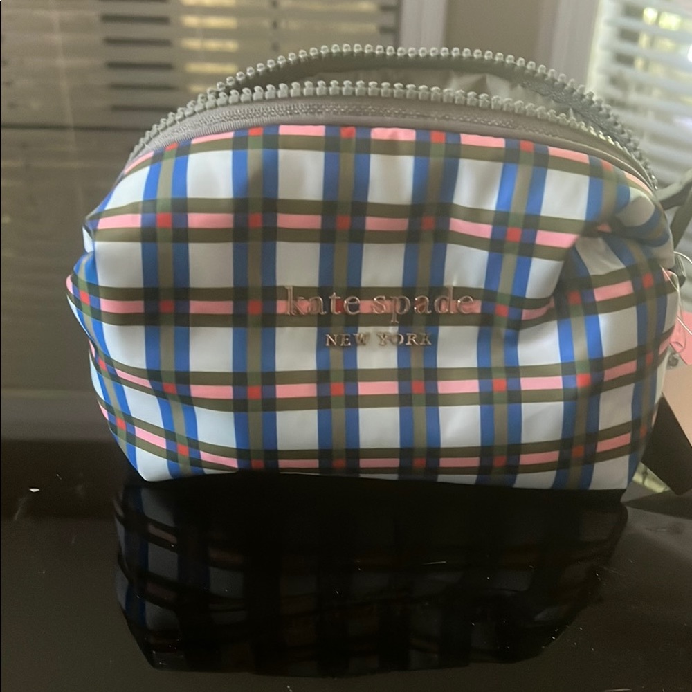 Brand New Kate Spade Plaid Cosmetic Bag